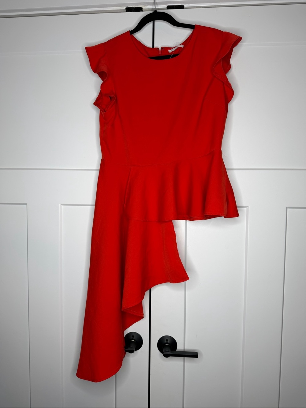 NWT New York & Company Red Asymmetrical Peplum Blouse Size L